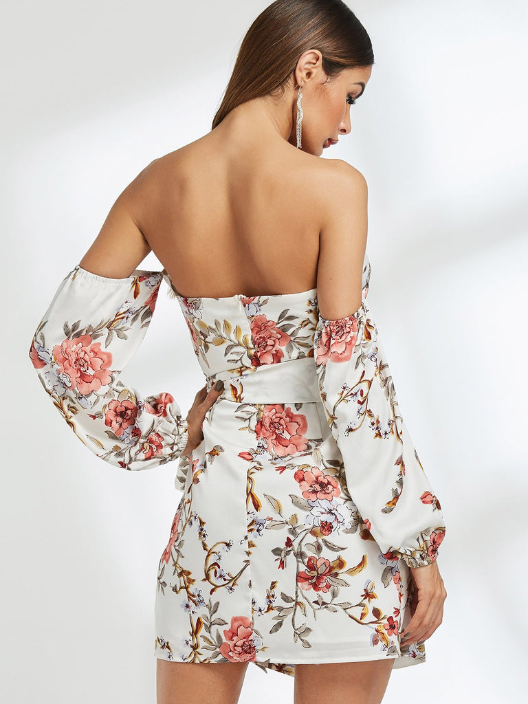 Womens White Floral Dresses