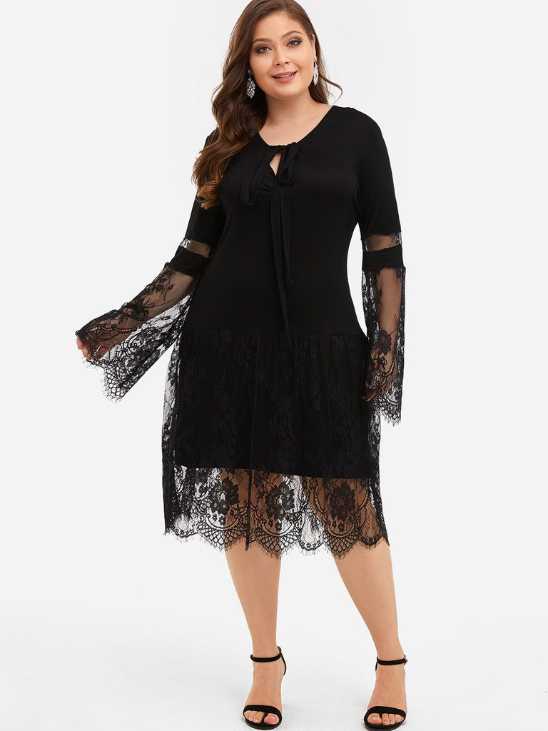 Womens Long Sleeve Plus Size Midi Dresses