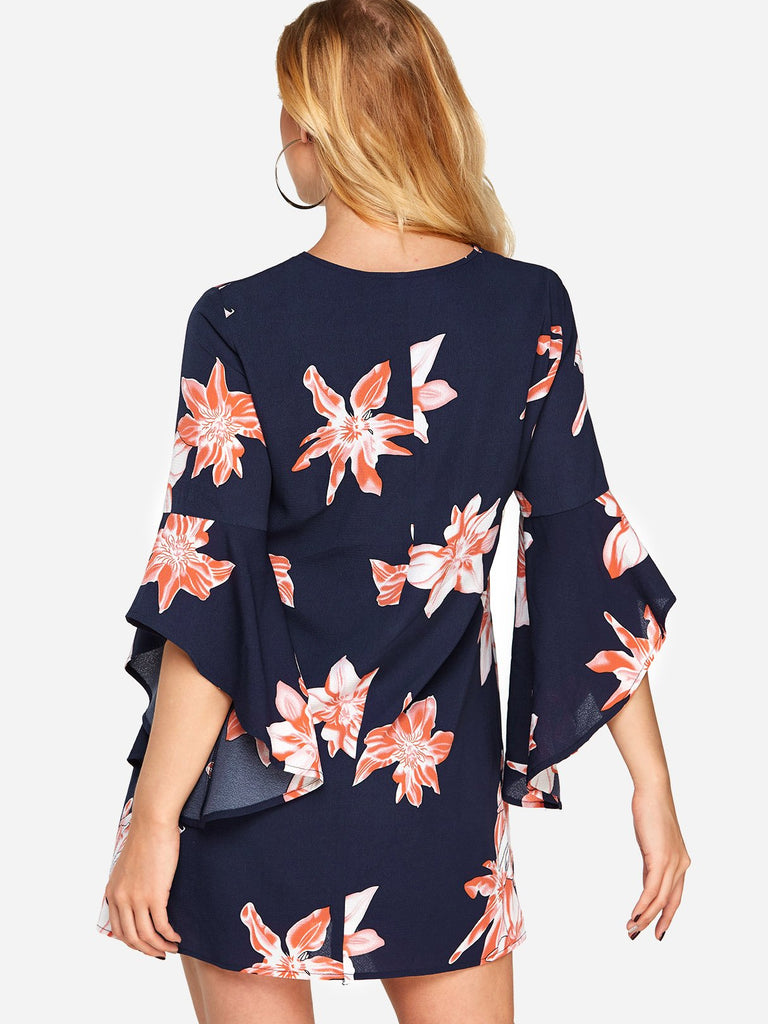 Womens Navy Floral Dresses