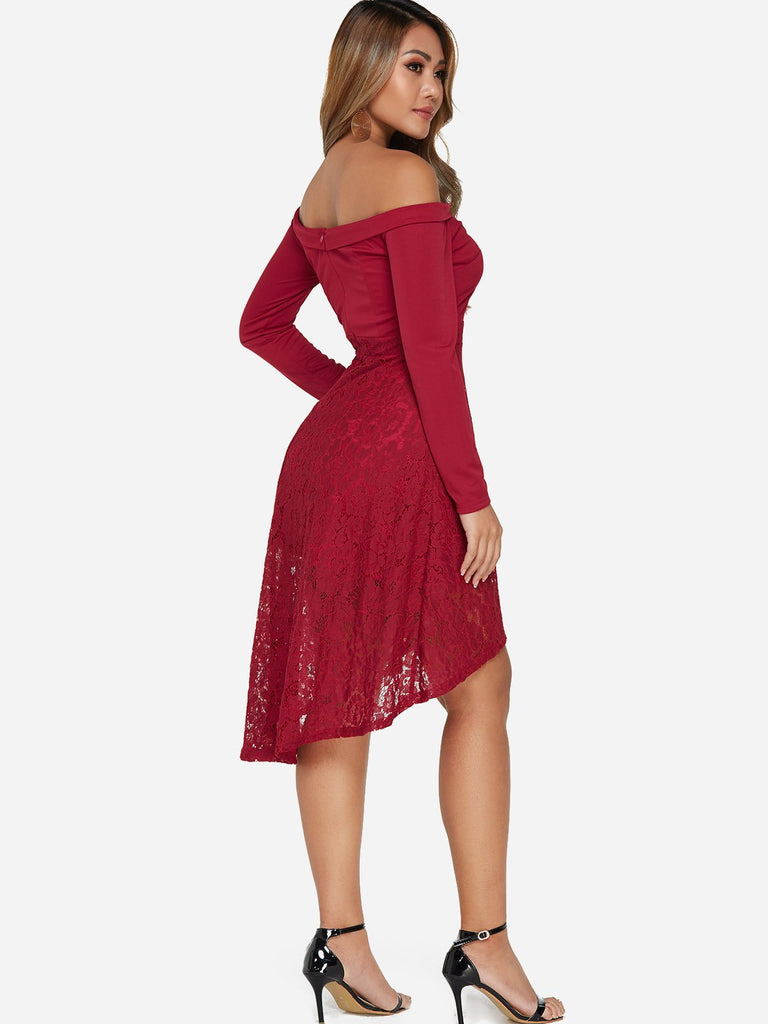 Womens Red Off The Shoulder Dresses