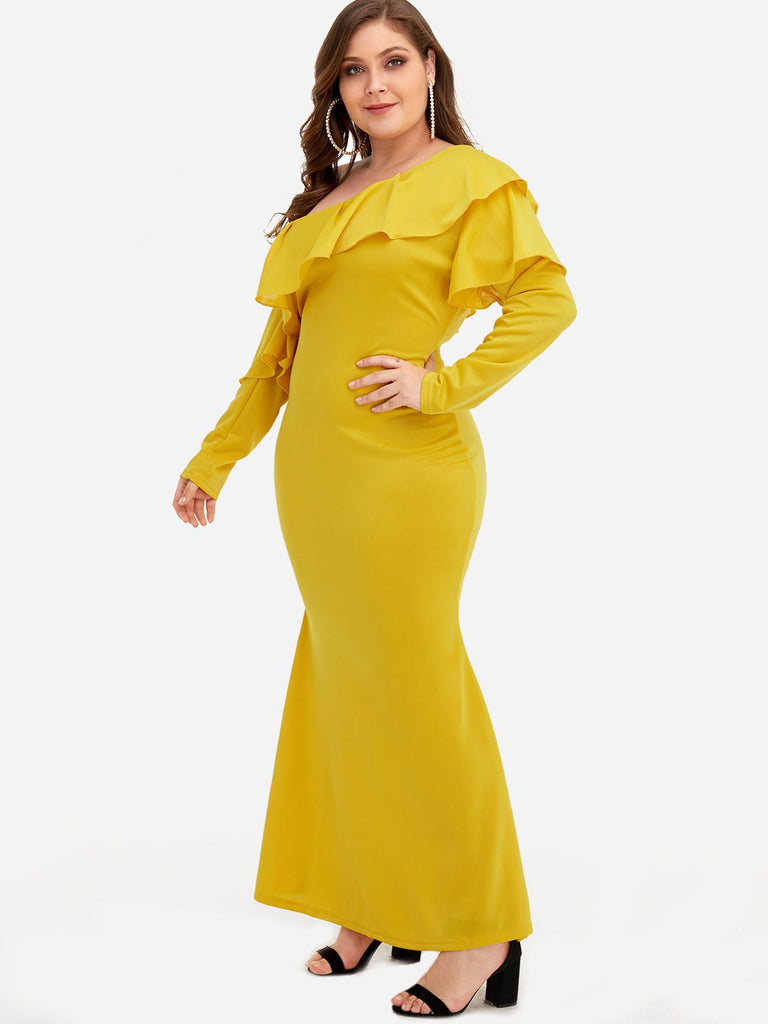 Ladies Yellow Plus Size Dresses