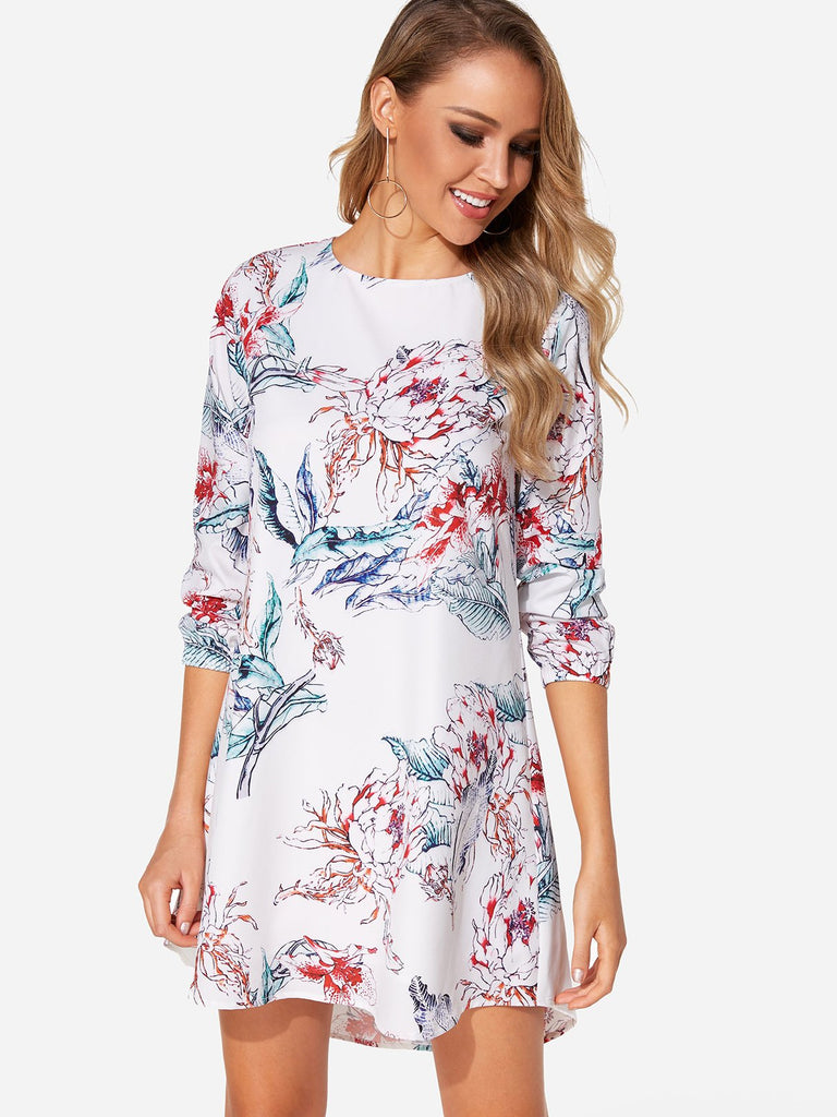 Ladies White Floral Dresses