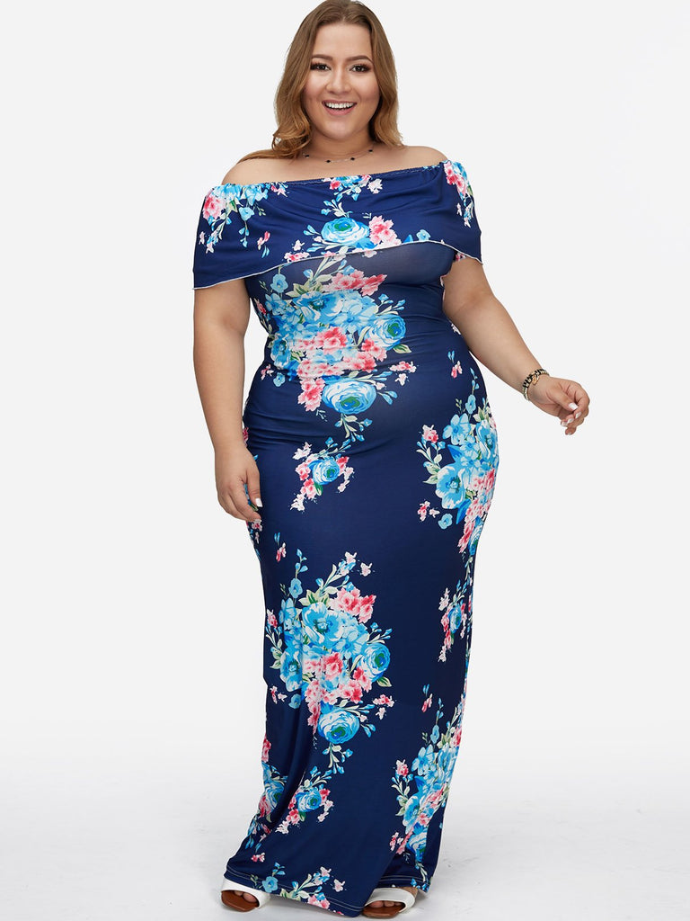 Womens Short Sleeve Plus Size Maxi Dress