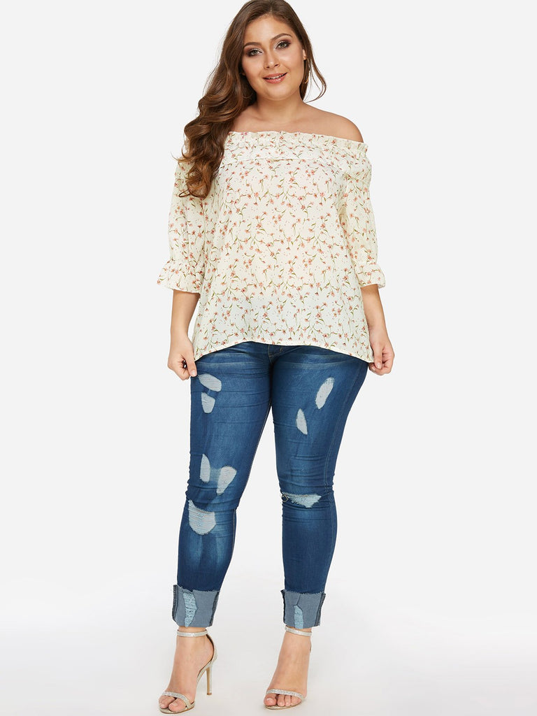 Womens 3/4 Sleeve Plus Size Tops