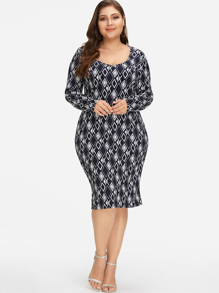 Womens Long Sleeve Plus Size Dress