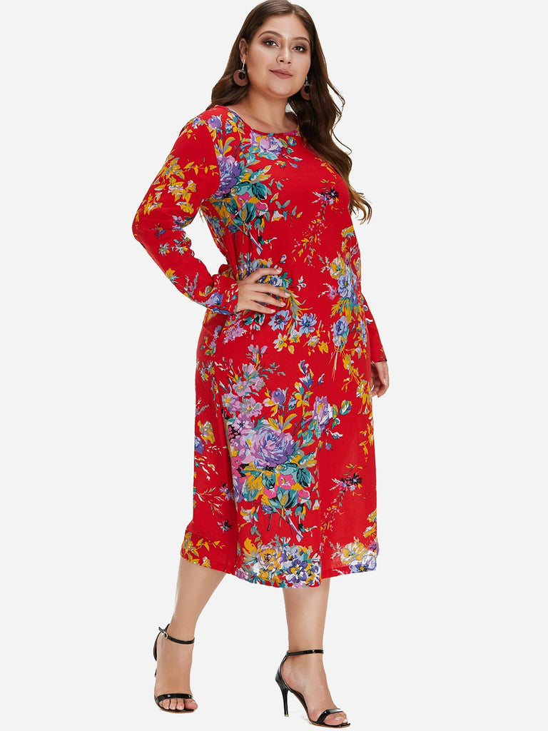 Womens Long Sleeve Plus Size Dress