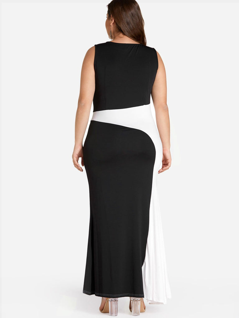 Womens Color Block Plus Size Dresses