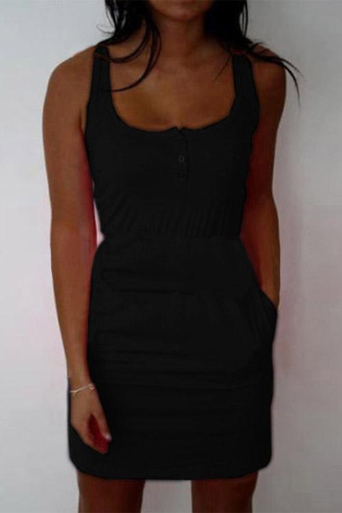 Sleeveless Tight Waist Mini Dresses