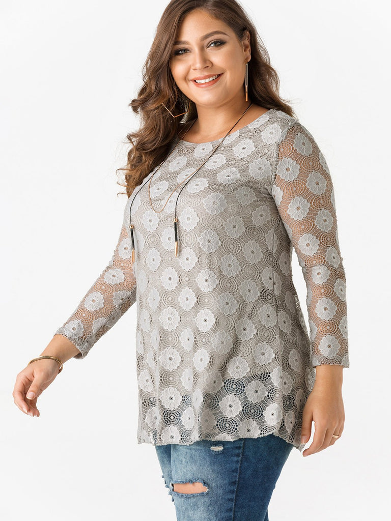 Ladies Grey Plus Size Tops