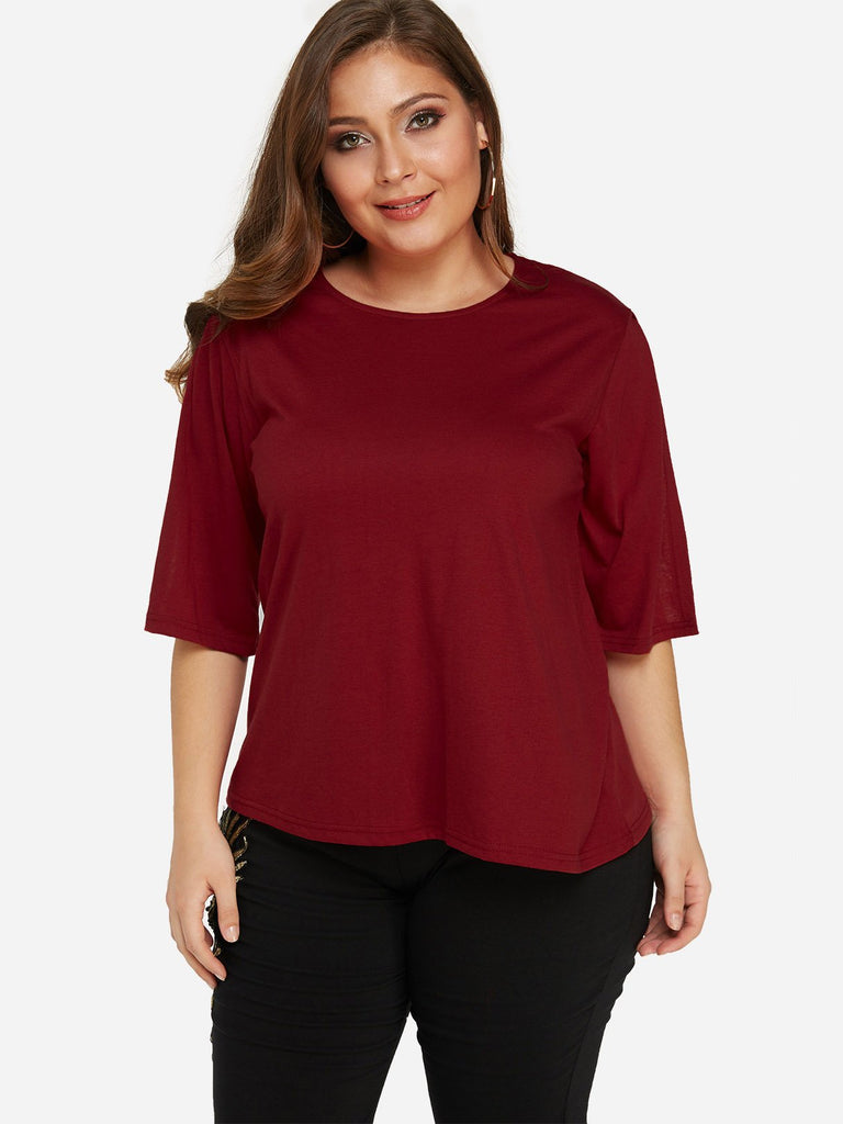 Ladies Burgundy Plus Size Tops