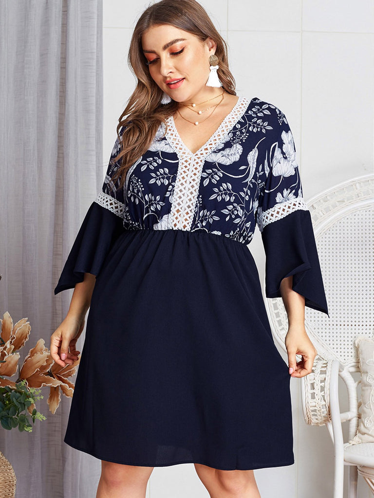 Ladies Navy Plus Size Dresses