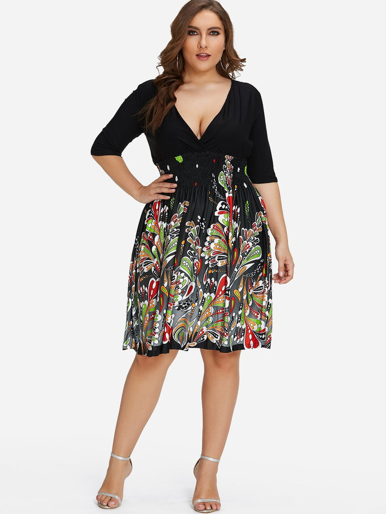 Womens Half Sleeve Plus Size Dress