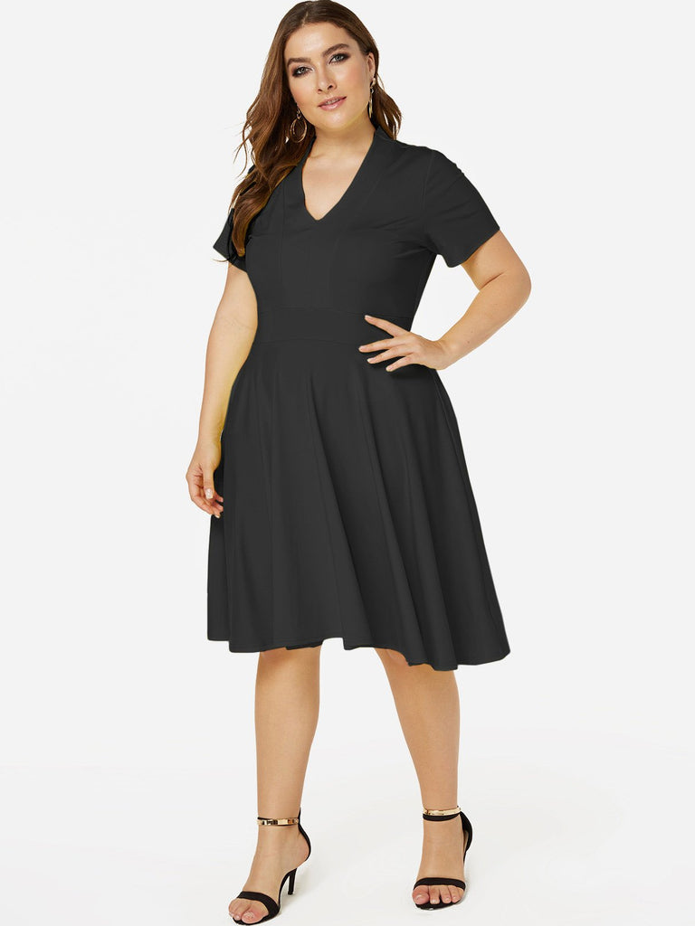 Ladies Deep V Neck Plus Size Dresses