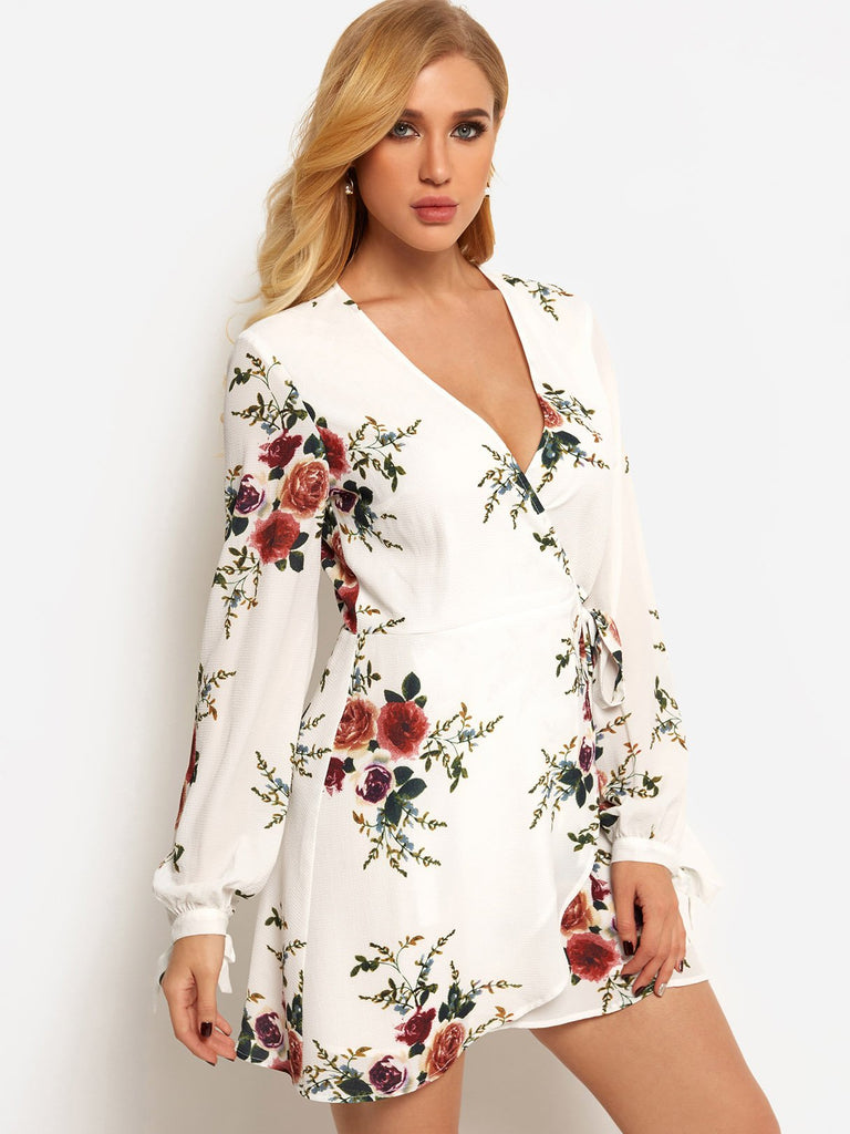 Ladies White Floral Dresses