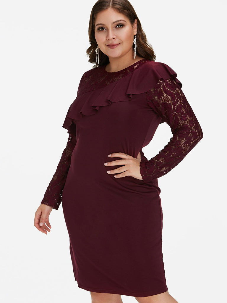 Ladies Burgundy Plus Size Dresses