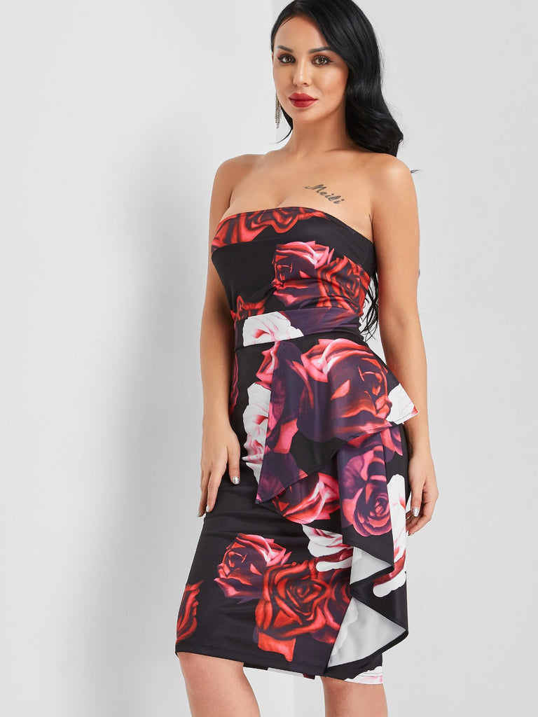 Ladies Black Floral Dresses