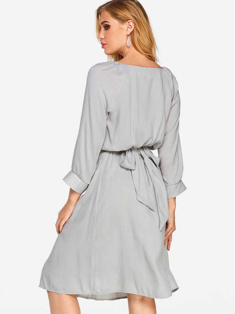 Womens Grey V-Neck Dresses