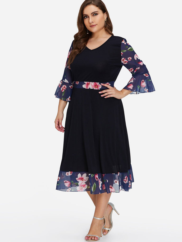 Ladies V-Neck Plus Size Dresses