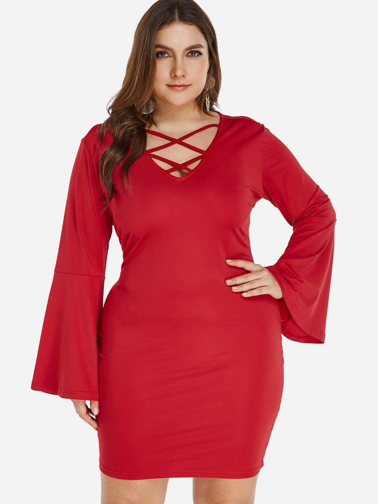 Ladies Long Sleeve Plus Size Dress