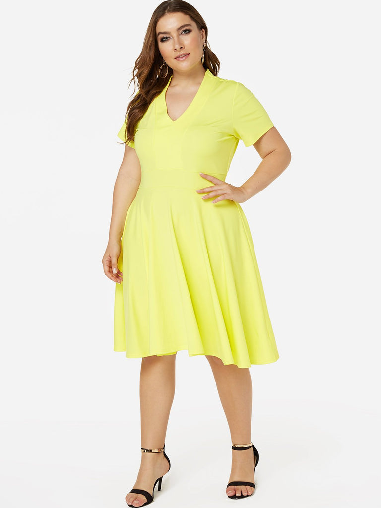 Ladies Yellow Plus Size Dresses