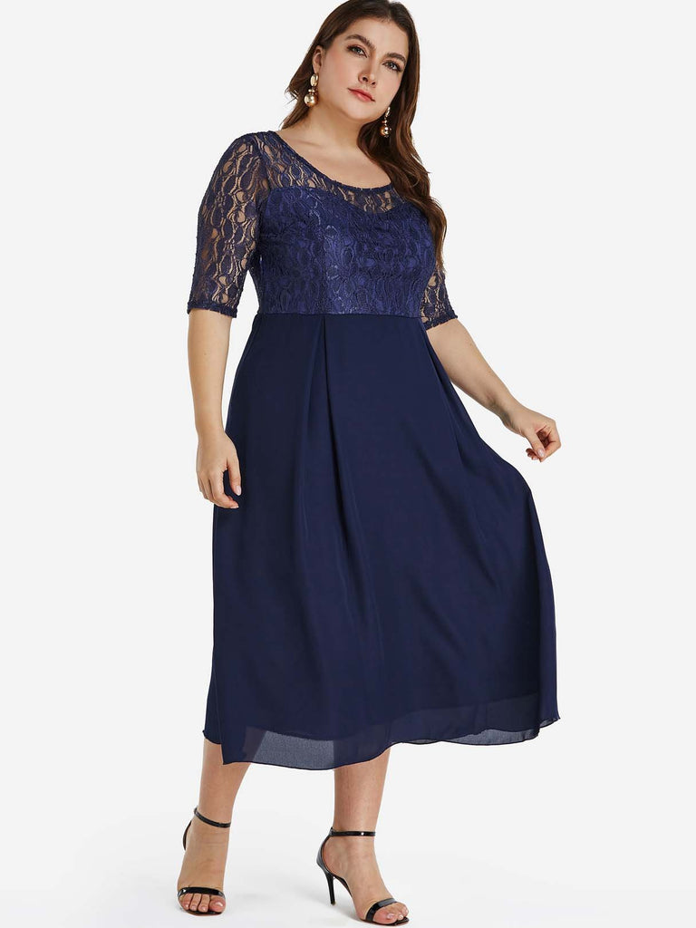 Womens Half Sleeve Plus Size Dress