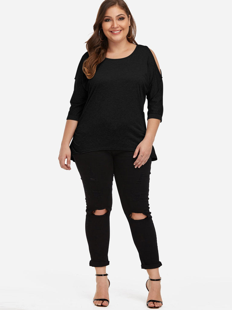 Womens 3/4 Sleeve Plus Size Tops