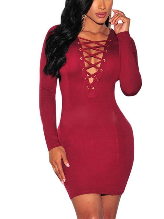 Ladies Long Sleeve Sexy Dress