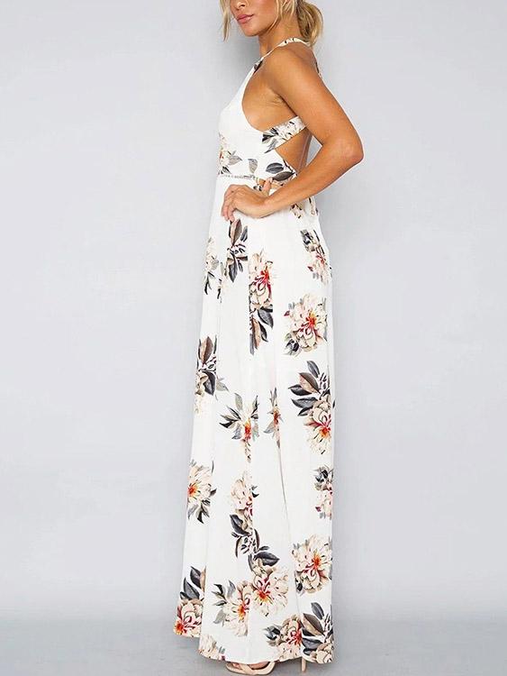 Ladies White Floral Dresses