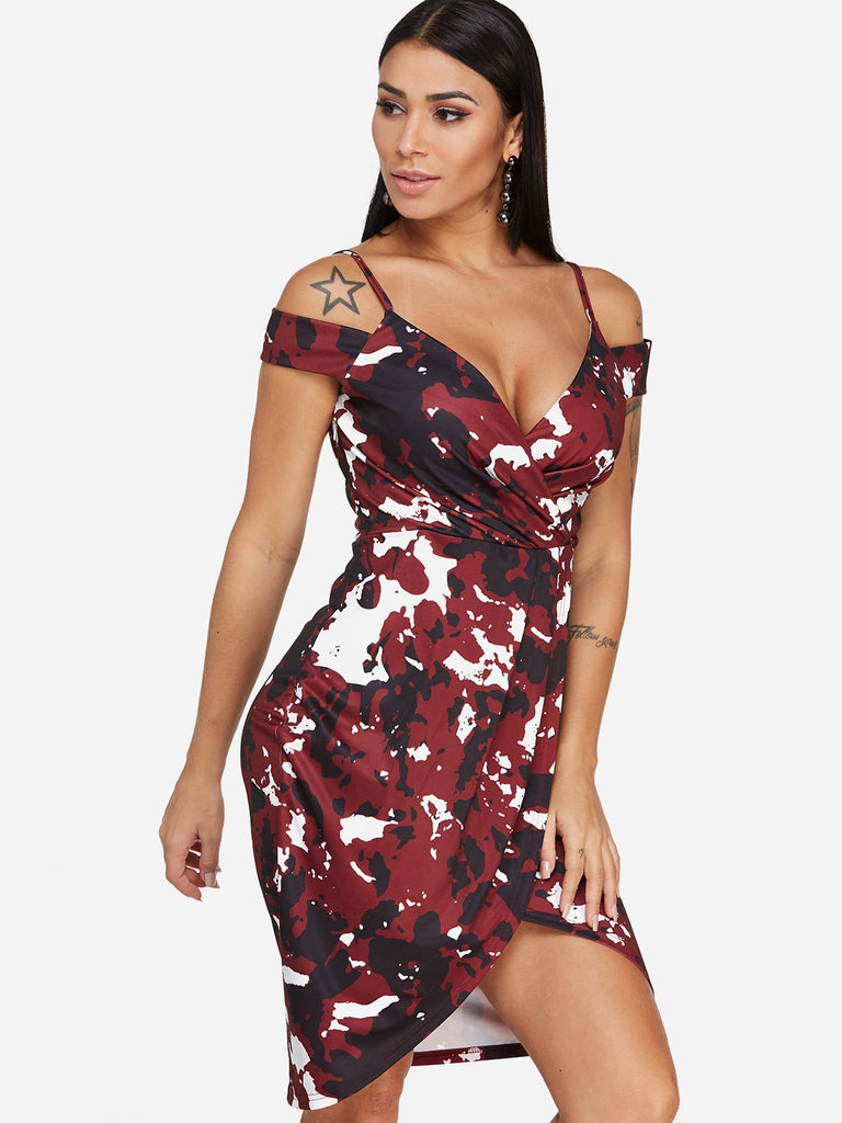 Ladies Burgundy V-Neck Dresses