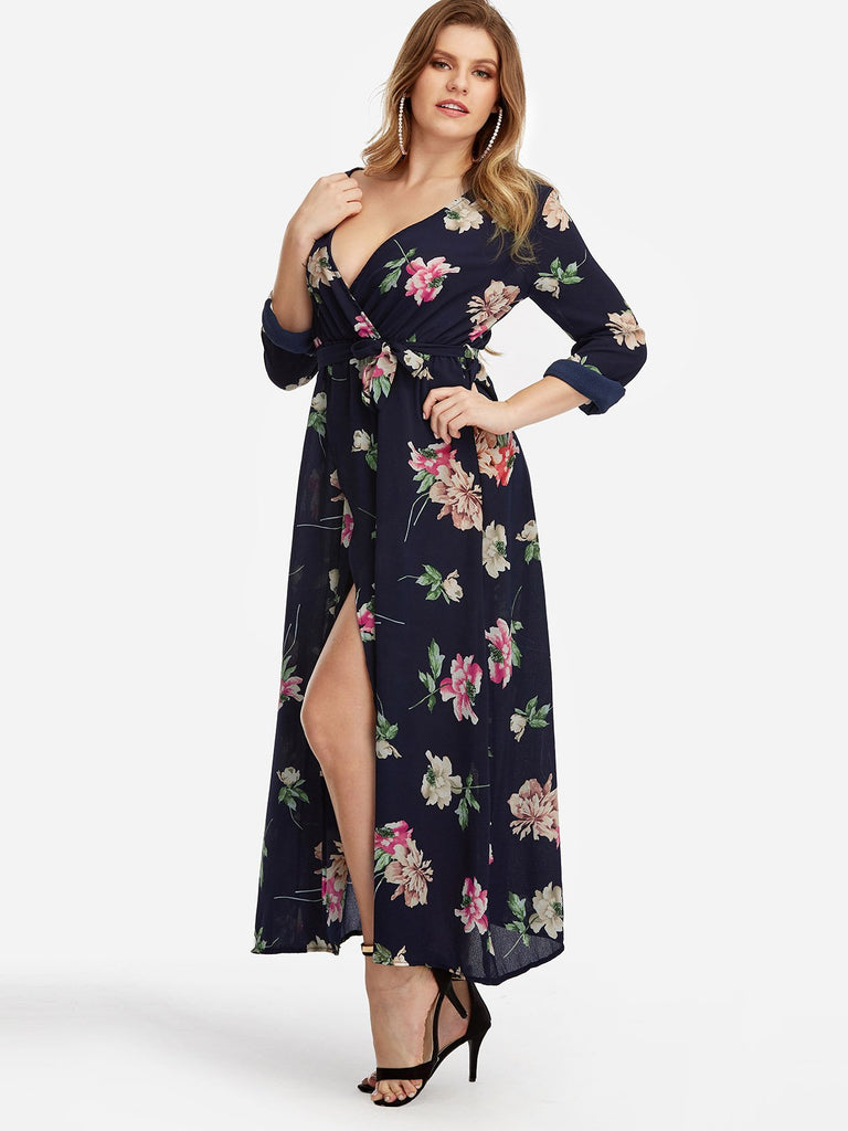 Womens Long Sleeve Plus Size Maxi Dresses