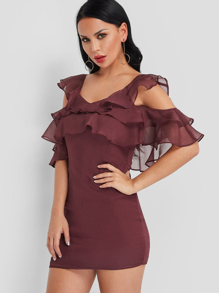 Ladies Burgundy Casual Dresses