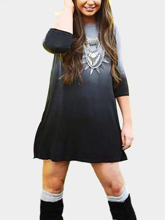 Fashion Long Sleeve Round Neck Casual Dress