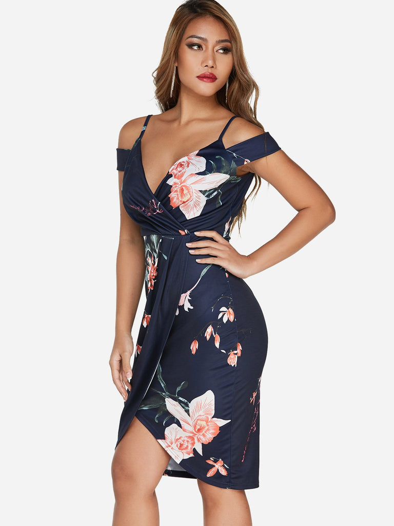 Ladies Navy Floral Dresses