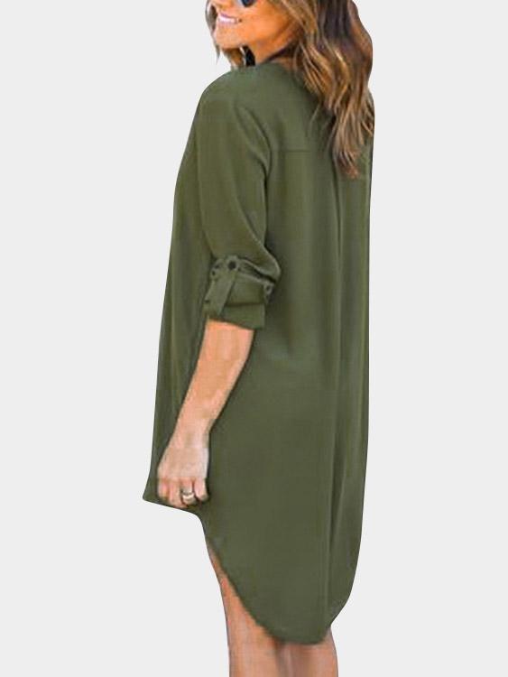 Womens Army Green Chiffon Dresses