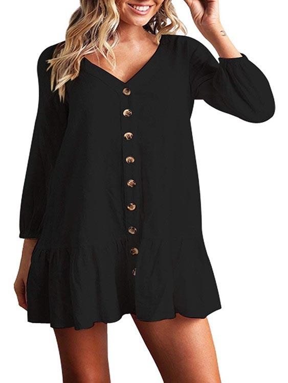 Womens Black V-Neck Dresses