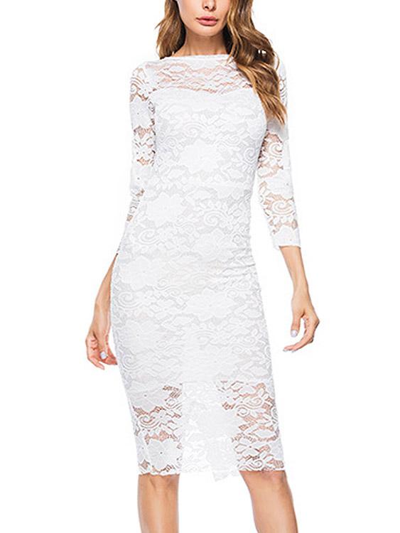 Ladies White Midi Dresses