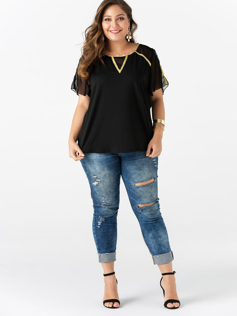 Womens Short Sleeve Plus Size Tops