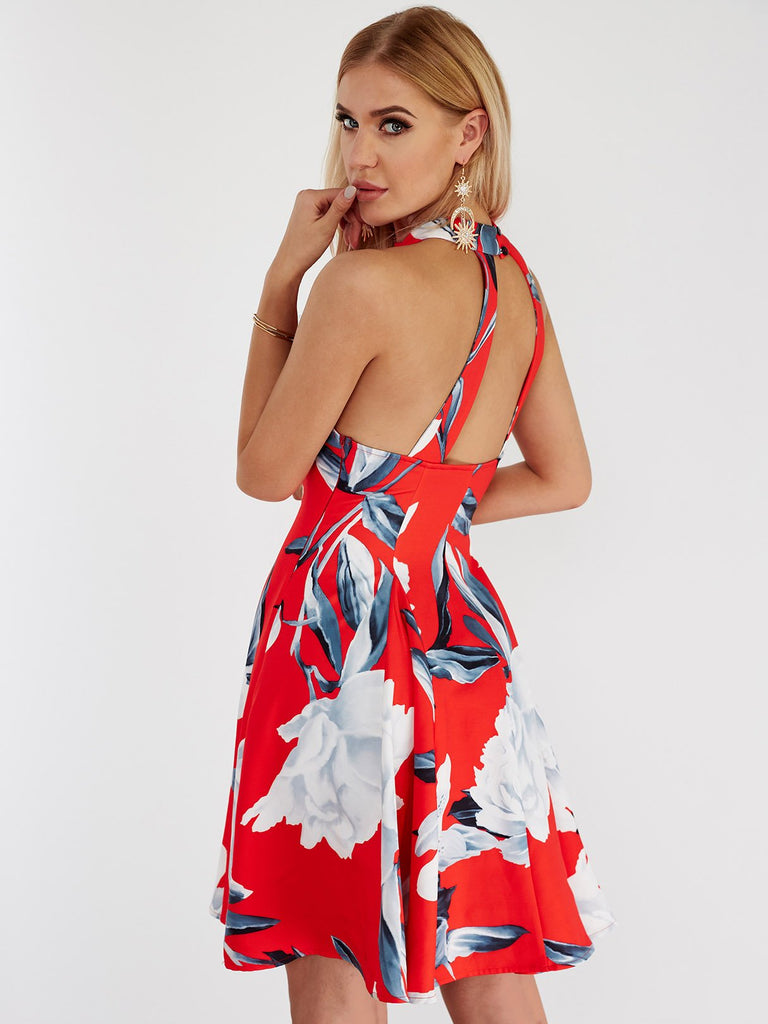 Womens Red Floral Dresses