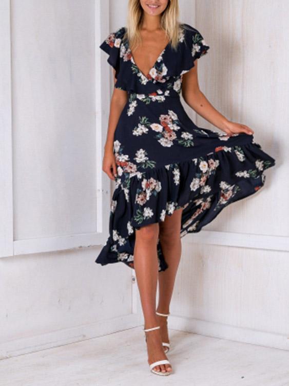 Ladies Navy Floral Dresses