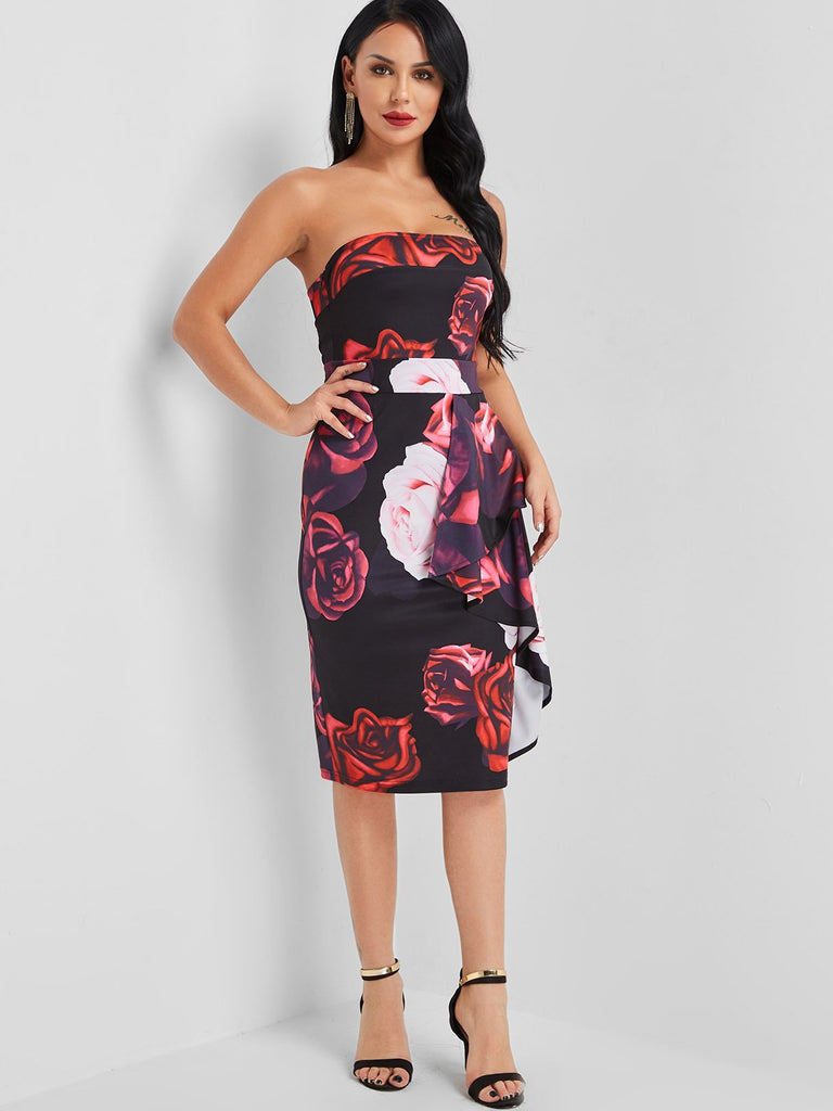 Womens Black Floral Dresses