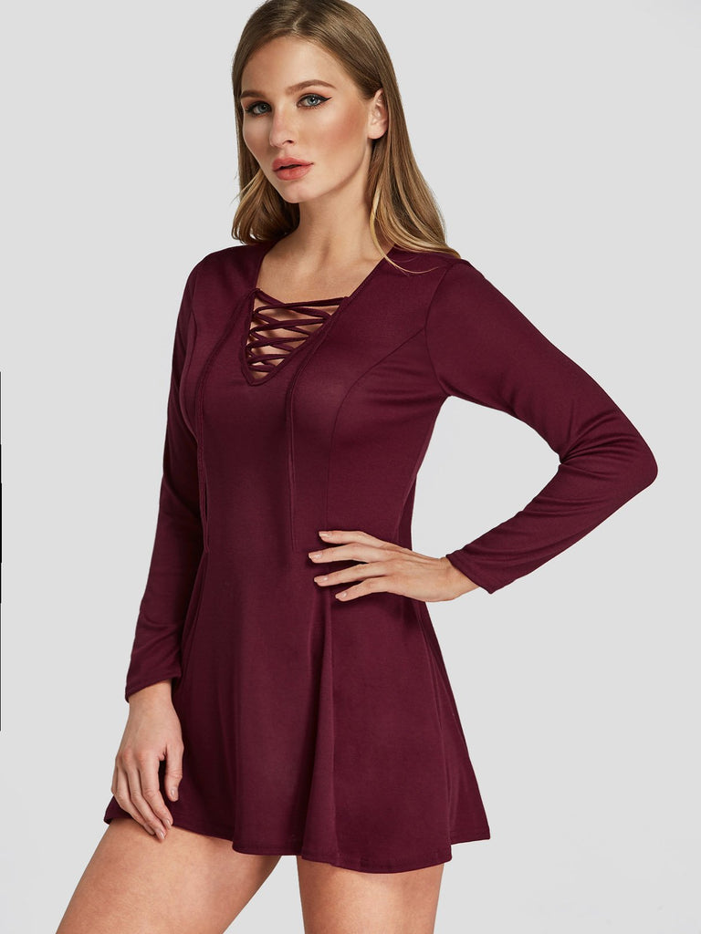 Ladies Burgundy Mini Dresses