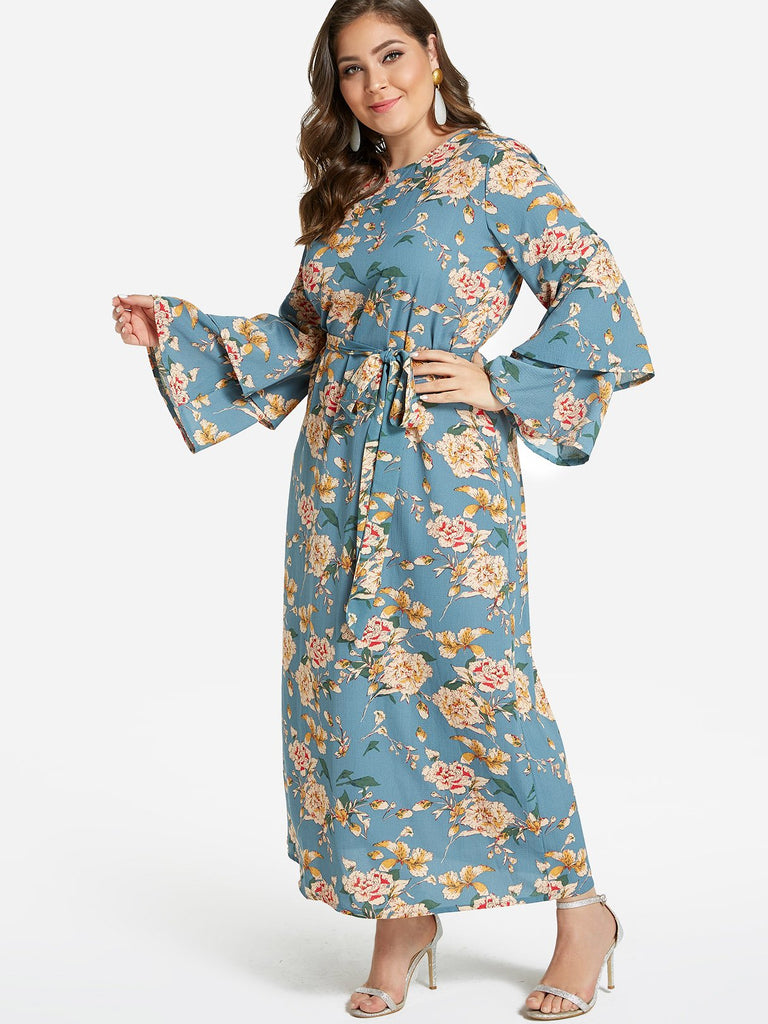 Womens Floral Print Plus Size Dress