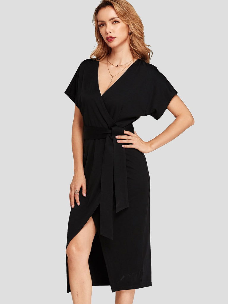 Ladies Black V-Neck Dresses