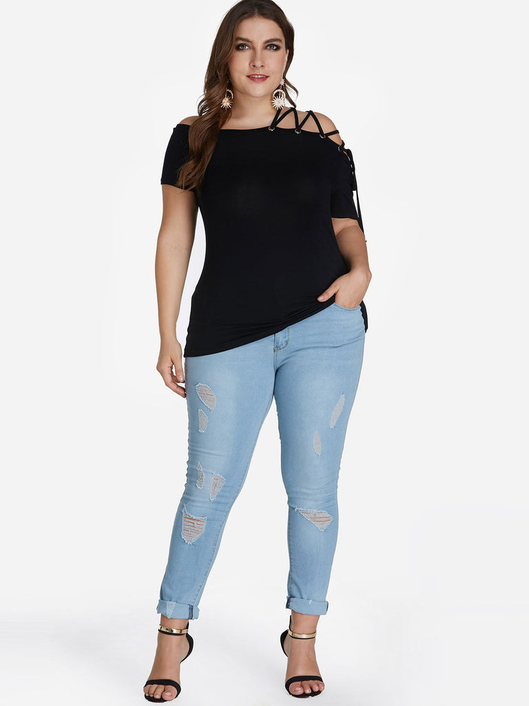 Womens Short Sleeve Plus Size Tops