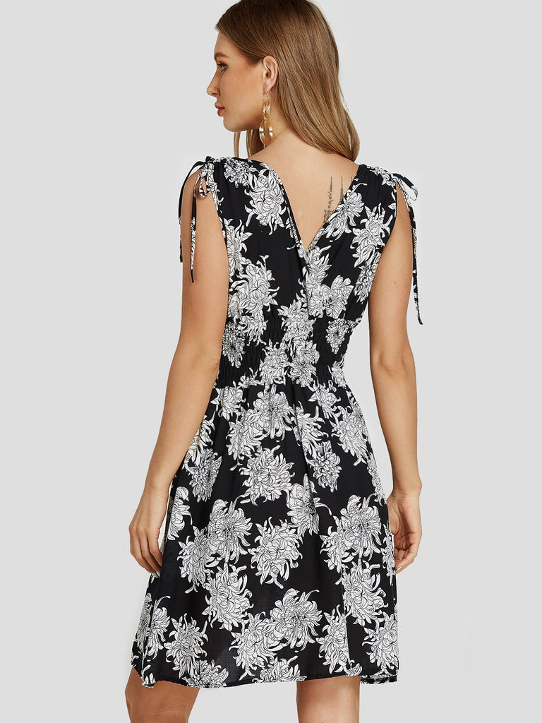 Womens Black Floral Dresses