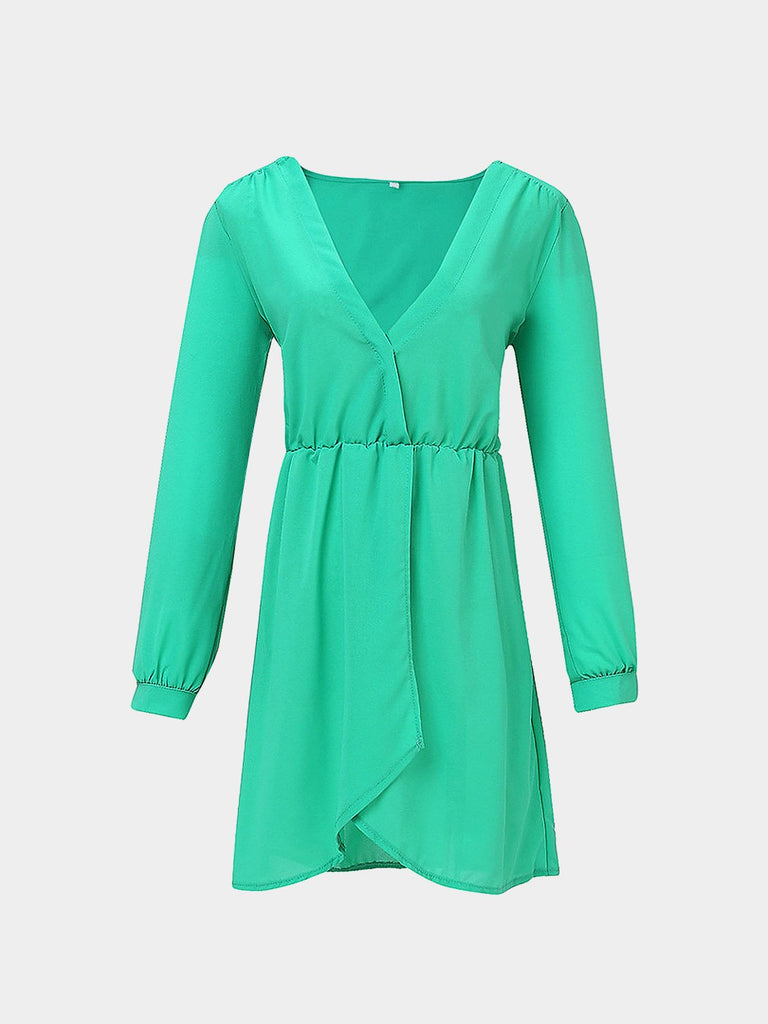 Green Wrap Mini Dress