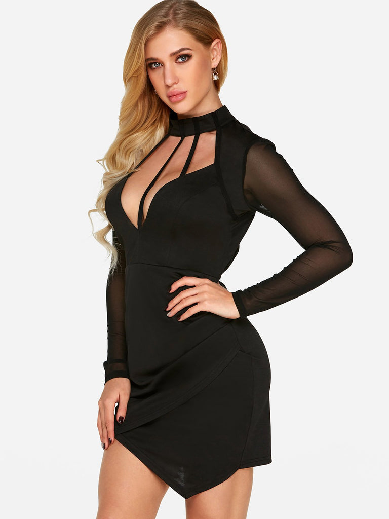 Ladies Black V-Neck Dresses