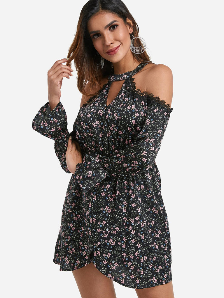 Ladies Black Floral Dresses