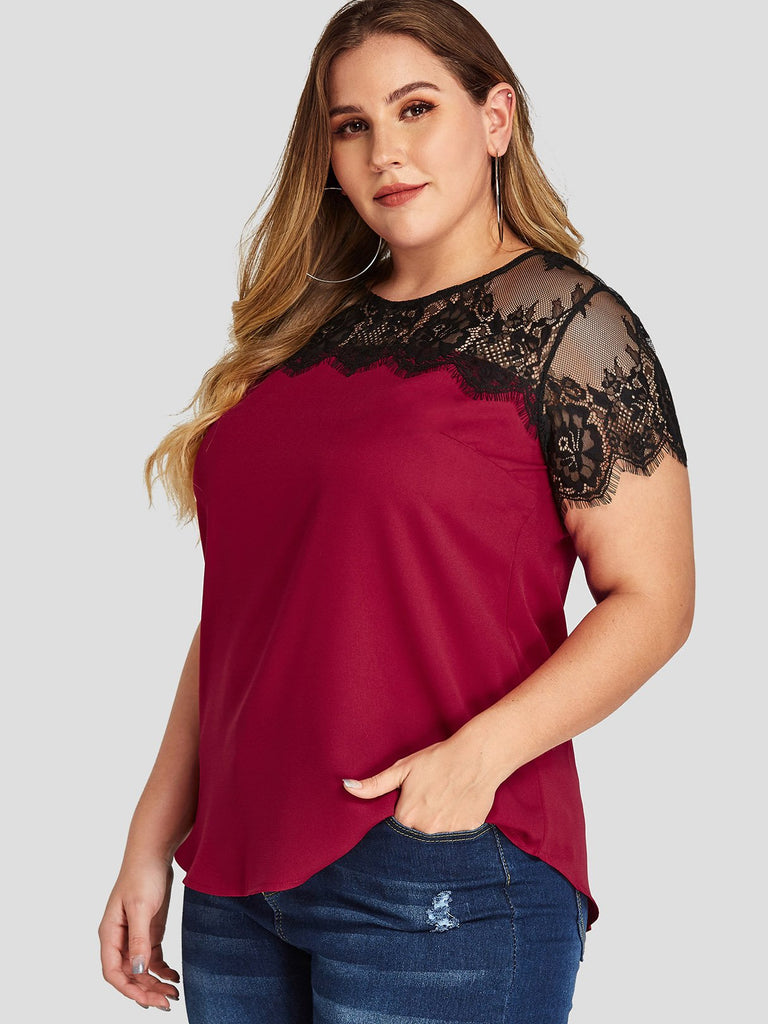 Ladies Red Plus Size Tops