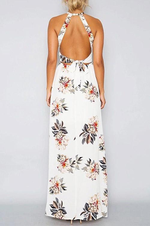 Womens White Floral Dresses